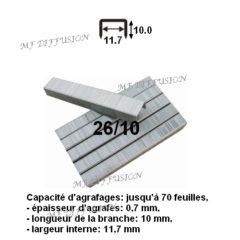 Boite 2000 Agrafes 26-10 MF DIFFUSION