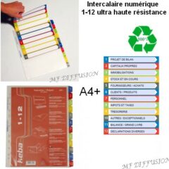 Intercalaire numérique1-12 haute résistance MF DIFFUSION
