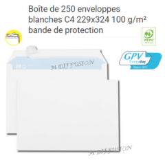 Boite de 250 enveloppes blanches CA MF DIFFUSION