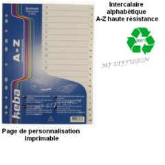 Intercalaire alphabétique haute résistance MF DIFFUSION