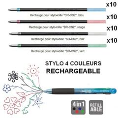 Recharges stylo bille 4 couleurs Reporter 4