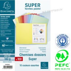 Paquet de 100 chemises SUPER 160 g.m2 pastel MF DIFFUSION